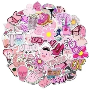 100-Pack Pink Aesthetic Vinyl Sticker Set