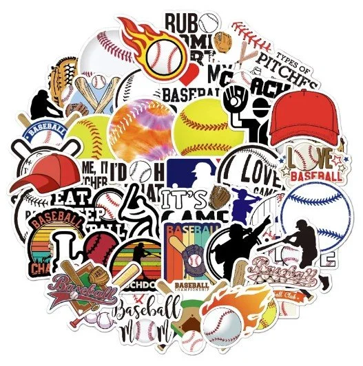 50-Pack Baseball & Softball Vinyl Sticker Set