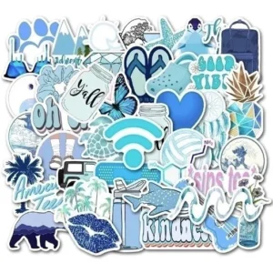 50-Pack Blue Aesthetic Vinyl Stickers