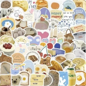 50-Pack Bread & Breakfast Aesthetic Sticker Set