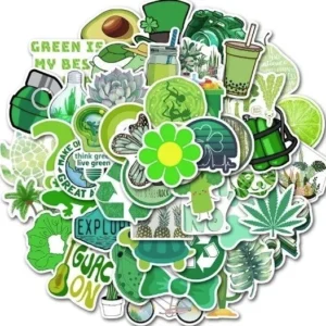 50-Pack Green Aesthetic Vinyl Sticker Set
