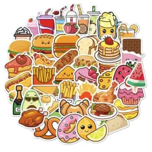 50-Pack Kawaii Food Sticker Set