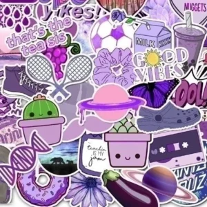50-Pack Purple Aesthetic Vinyl Sticker Set