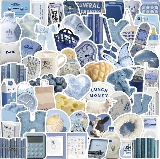 50-Piece Blue Aesthetic Sticker Pack
