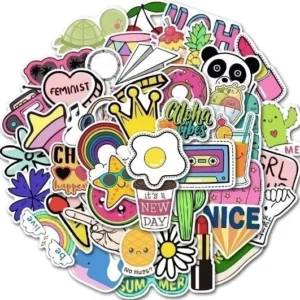 50-Piece Color Pop Aesthetic Sticker Pack