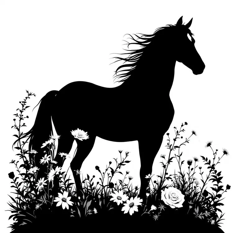 Floral Horse Silhouette Decal