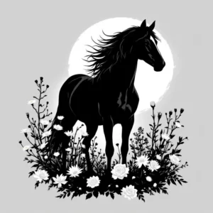 Moonlit Horse & Wildflowers Vinyl Decal